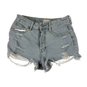 Pacsun High Rise Women’s Denim Shorts Size 25 Raw Hem Cutoffs Festival Casual